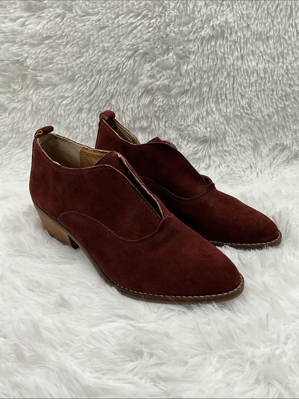 Lucky Brand Burgundy Suede Slip-On Loafers